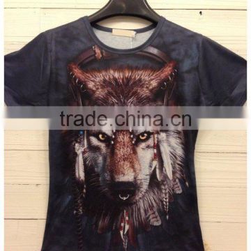 Custom 100% polyester short sleeve animal dry fit printed men's 3d t-shirt printing