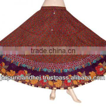 Indian Long Cotton Skirt From Jaipuri Bandhej