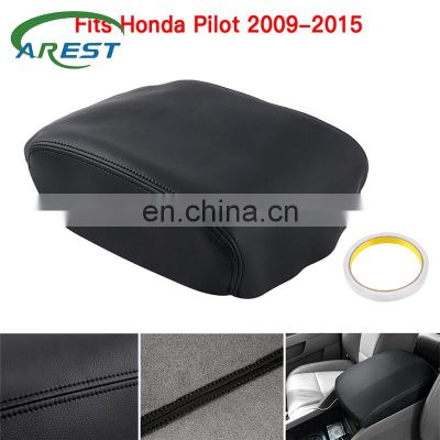 Leather Center Console Lid Armrest Cover Black For 2009 2010 2011 2012 2013 2014 2015 2016 2017 2018 2019-2015 Honda Pilot