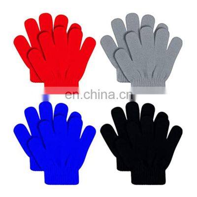 Customized 100% Acrylic Knitted Full Finger Children Kids Winter Warm Gloves Magic Glove