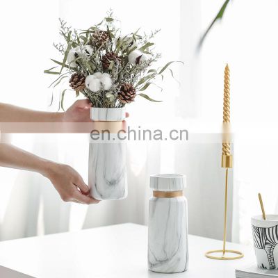 Ceramic Bud Vases Decoration Cylinder Small Artificial Flowers Black And White Mini Floral En Verre Nordic Home Vase For  Decor