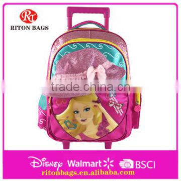 Cute Kids Trolley Bags Comfortable School Bag For Girls