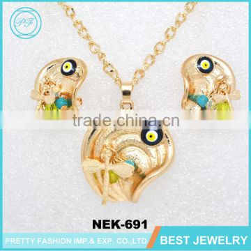 Gold Jewelry Cute Fancy Dragonfly Earring Necklace Jewelry Set