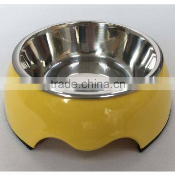 Small size yellow melamine dog feed bowl