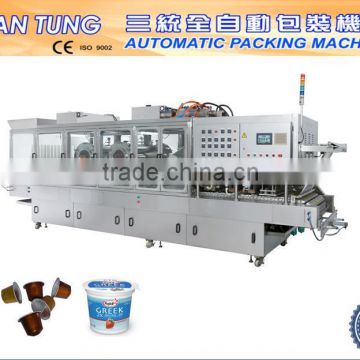 Automatic popcorn cup filling and sealing machine