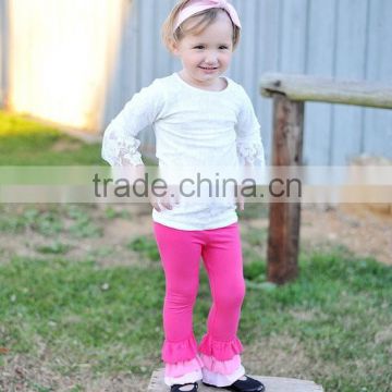 Cute baby ruffle pants leggings wholesale ruffle pants kids mix color ruffles pant set