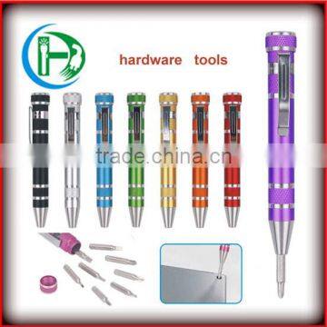 8-in-1 pen shaped pocket screwdriver/multi-function screwdriver