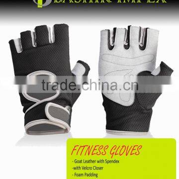 LEATHER FITNESS GLOVES WITH PADDING WITH LONG STRAPS