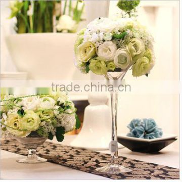 Tall wedding table centerpiece decoration champagne floral ornament clear glass vases