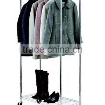 Storage rack with clothes hanger rack
