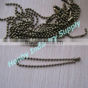 Well cut 15CM Length 2.4mm Metal Bronze Ball Chain With Clasp