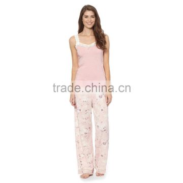 Designer pink vest and floral bottoms pyjama set