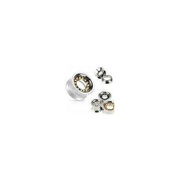 5mm, 6mm, 8mm 316l Surgical Rim CZ Stone Screw Tunnels Plugs / Flesh Tunnels Without Tags