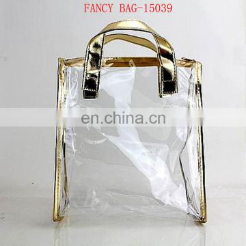 Shining pvc gift bag with bowknot