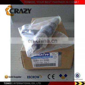 Diesel engine 6D140 fuel injector 6261-11-3100, excavator spare parts,6D140 engine parts