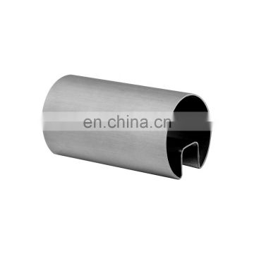 316L Stainless Steel Round Handrail Slotted Tube For Glass Railing