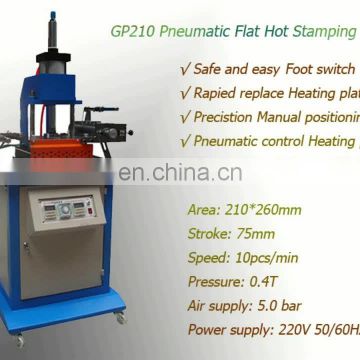 pneumatic leather logo embossed automatic plate hot stamping machine for paper bags