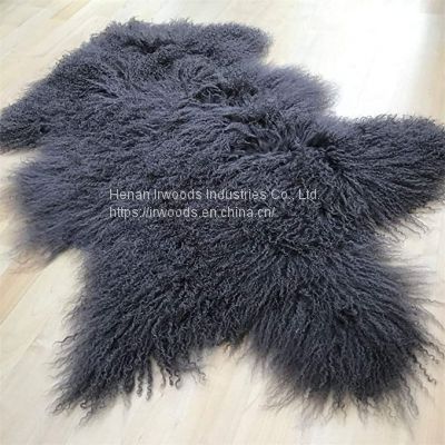 Black Grey White Pink Brown Mongolian Fur Rug Throw Tibetan Lambskin Fur Pelt Curly Hair Carpet