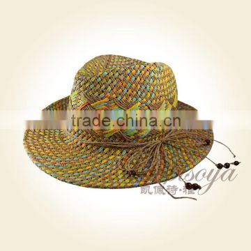 2016 fresh woven sun hat crochet straw hat unisex handmade multicolour hat