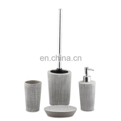 Vertical stripes relief design 4-piece ceramic bath accessory hardware designer bathroom set