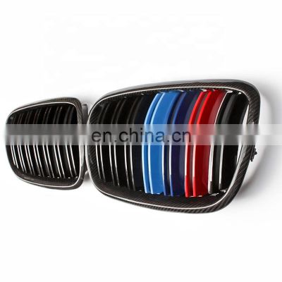 carbon fiber M style grille for BMW X5 X6 three color double slat line kindly grill for BMW E70 E71 2007-2013