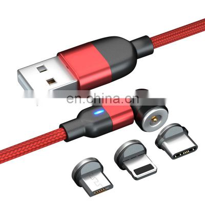Wholesale 2M 3 in 1 Magnetic Charging USB Cable Charger  540 Degree Rotation data cable For Iphon/Micro USB Type C