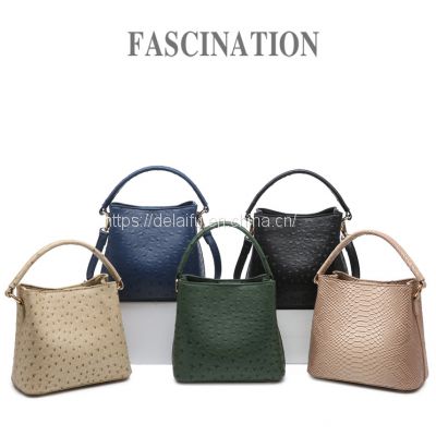 Ostrich pattern portable bucket bag female single-shoulder bag factory wholesale