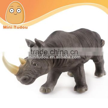 Top sale 17'' black rhinoceros soft plastic toy wild animals for children X012