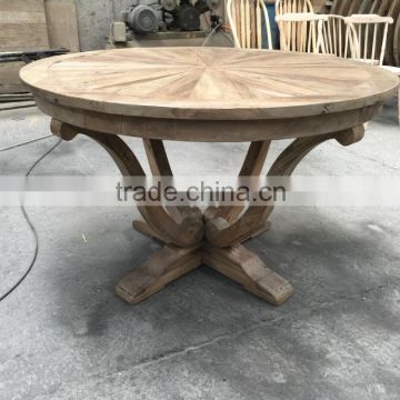 RE-1507 8ft round banquet table and chairs set reclaimed wood furniture wholesale