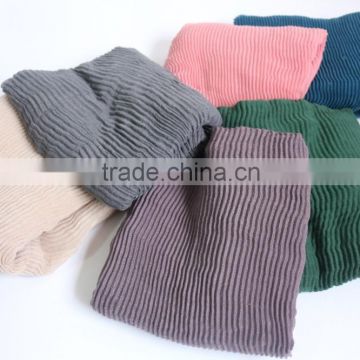 90CMX180CM Plain Cotton Voile Crinkled Ladies Head Scarves Wholesale                        
                                                Quality Choice