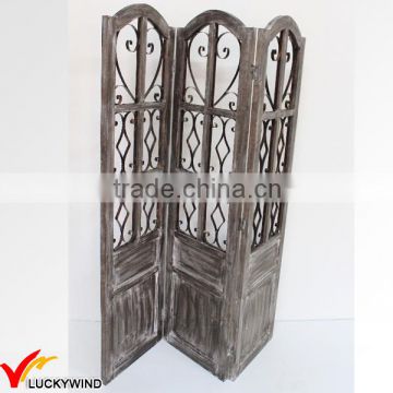 Vintage Decorative Room Dividers Wood and Glass