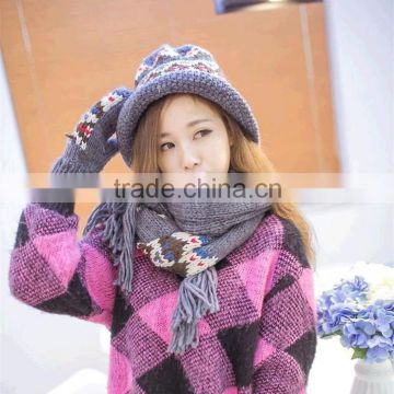 100% Acrylic jacquard Children knitted scarf glove hat set