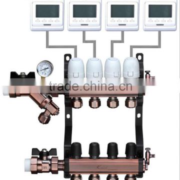 brass water manifold in floor heating system with 2-12ways china supplier