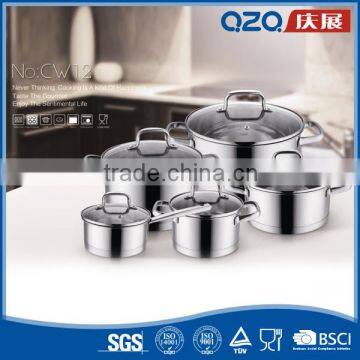 Mirror polishing professional custom 7PCS stainless steel cookware set