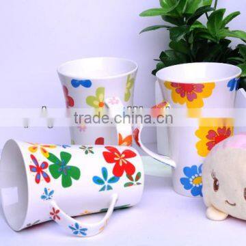 Factory wholesale 300ml Ceramic Mug with flowers decal