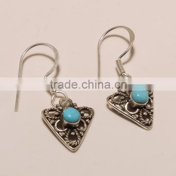 E0107-STERLING SILVER TURQUOISE EARRING 2.20