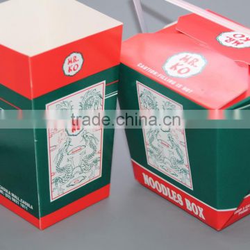 Disposable Food Grade Paper Golden Noodles Box With Handle