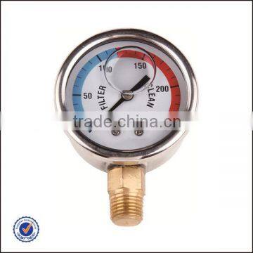 Side Mounted Pressure Gauge With Oil