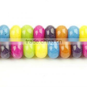 Dyed Multicolor Jade Plain Rondelles Gemstone Beads(SL37970)