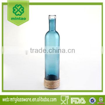 spray blue round glass milk bottle oil &rope vase