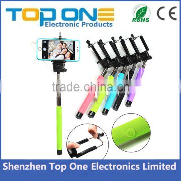 Free sample Christmas gift most cheapest monopod wired cable selfie stick 2015