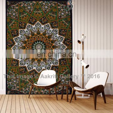 Living Room Use Tapestry Indian Star elephant Green & Black Tapestry Throw Single Beach indian wall hanging designs