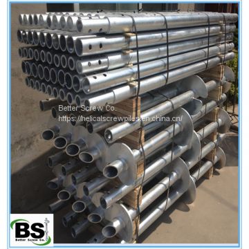 Galvanized square shaft steel pile with helical plates