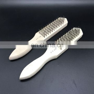 Custom reliable and cheap cleaning tool long wooden handle steel wire brush