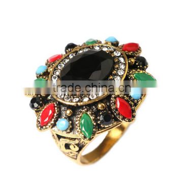 Vintage colorful resin gemstone ring,big stone ring designs