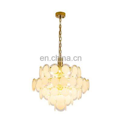 Luxury Style Indoor Decoration Villa Hotel Pendant Lighting Gold Glass Chandelier