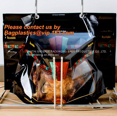 Zipper Hot Chicken Bags/ Roasted Chicken Packaging Bag With Window/ Microwaveable Grilled Chicken Bag, bagease, bagplastics