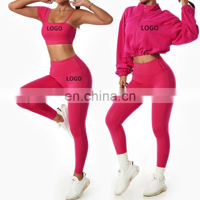 Free Matching 2/3/4 Pieces Fitness Yoga Set Bra And Leggings Sportswear Training Suit Set Casual Sports Jacket Women Tracksuit