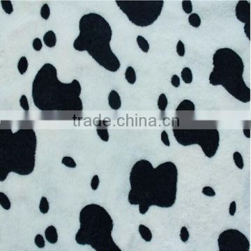 Cow printed soft textile pv plush fabric