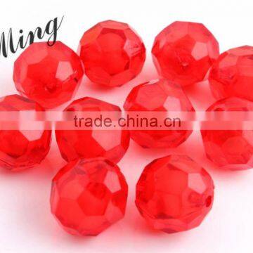 Red Color Chunky Acrylic Round Transparent Plastic Facted Beads in Beads 8mm to 20mm Stock ,Paypal Accept